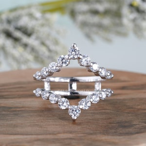 Floating Moissanite Ring Enhancer, Ring Enhancers And Wraps, Double V Shaped Wedding Band Women, Engagement Ring Jacket, Gold Ring Guard