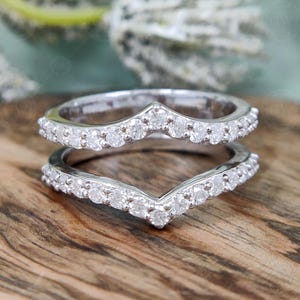 Double V Shaped Wedding Enhancer Bands, Ring Enhancers And Wraps, Moissanite Stackable Ring Jacket, Ring Guard For Women