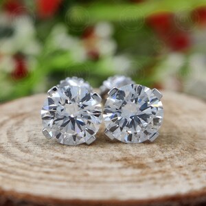 IGI Certified 7.50mm Round Lab Grown Diamond Stud Earrings For Women, Screw Back Solitaire Stud Earrings, CVD Diamond Studs