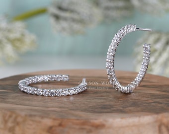 Lab Grown Diamond C Hoop Earrings, C Shaped Earrings For Women, Open Hoop Earrings For Women