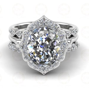 4.40 Ct Oval Cut Trio Ehering Set, Vintage Verlobung Ehering, Zwei Band Braut Set, stapelbarer Ring, Sterling Silber, passende Band