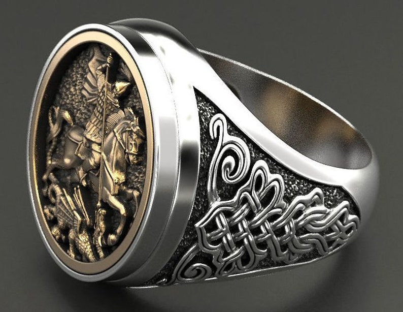 Unique mens rings / Sovereign Ring / St ring / Etsy