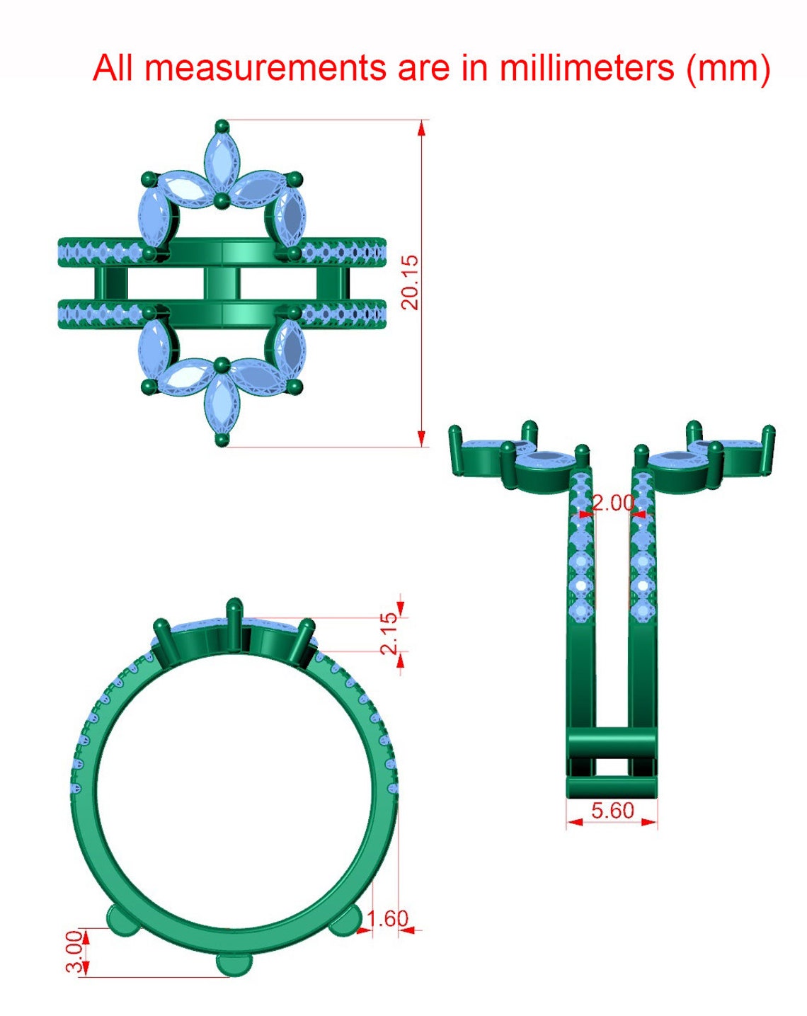 14K Gold Ring Enhancer Ring Enhancers and Wraps Moissanite Etsy