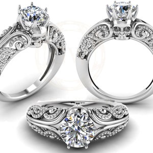 Solitaire Crown Gothic Skull Engagement Ring, Moissanite Ring, Sterling Silver, Nature Inspired, Two skull Gothic Vintage wedding ring