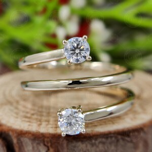 Moissanite Spiral Finger Wrap Ring, Open Cuff Coil Ring, Statement Rings For Women, Wrap Around Ring