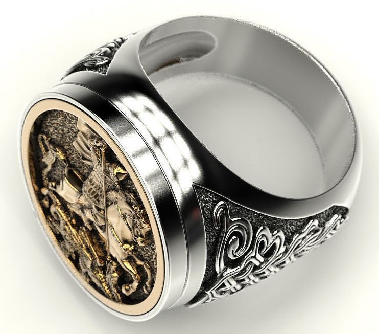 Unique mens rings / Sovereign Ring / St ring / Etsy