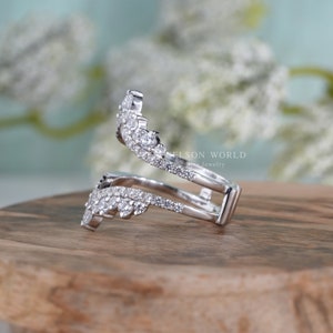 Adjustable Double Wave Line Ring For Women - White Copper & Zirconia, Open Heart Design, Jewelry Gift