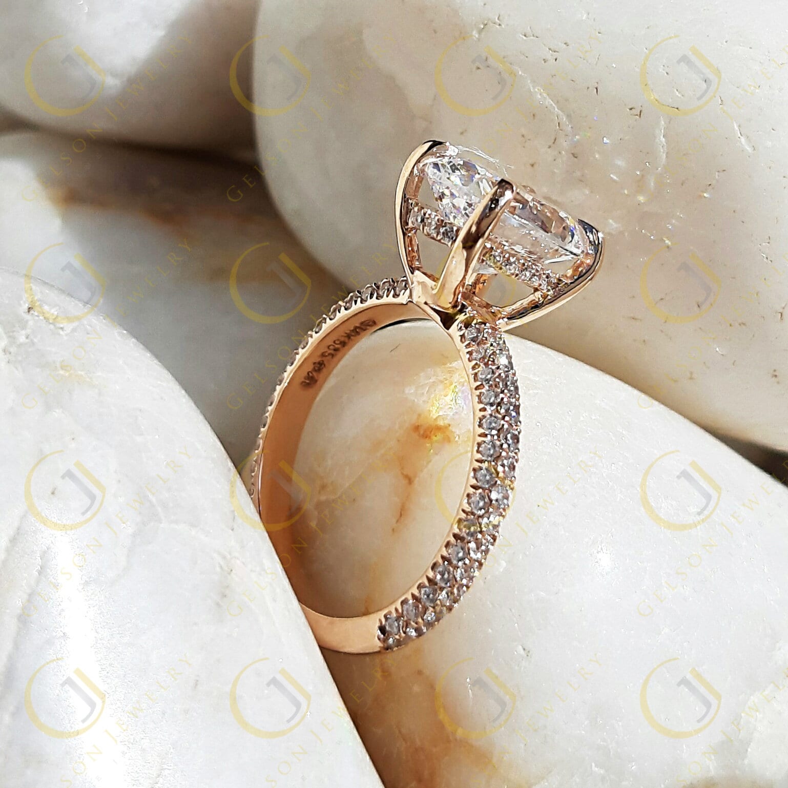 14K Gold 3 Tcw Oval Underneath Halo Engagement Ring Eagle Etsy