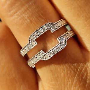 Moissanite Princess Cut Ring Enhancer, Sterling Silver Wedding Band ...