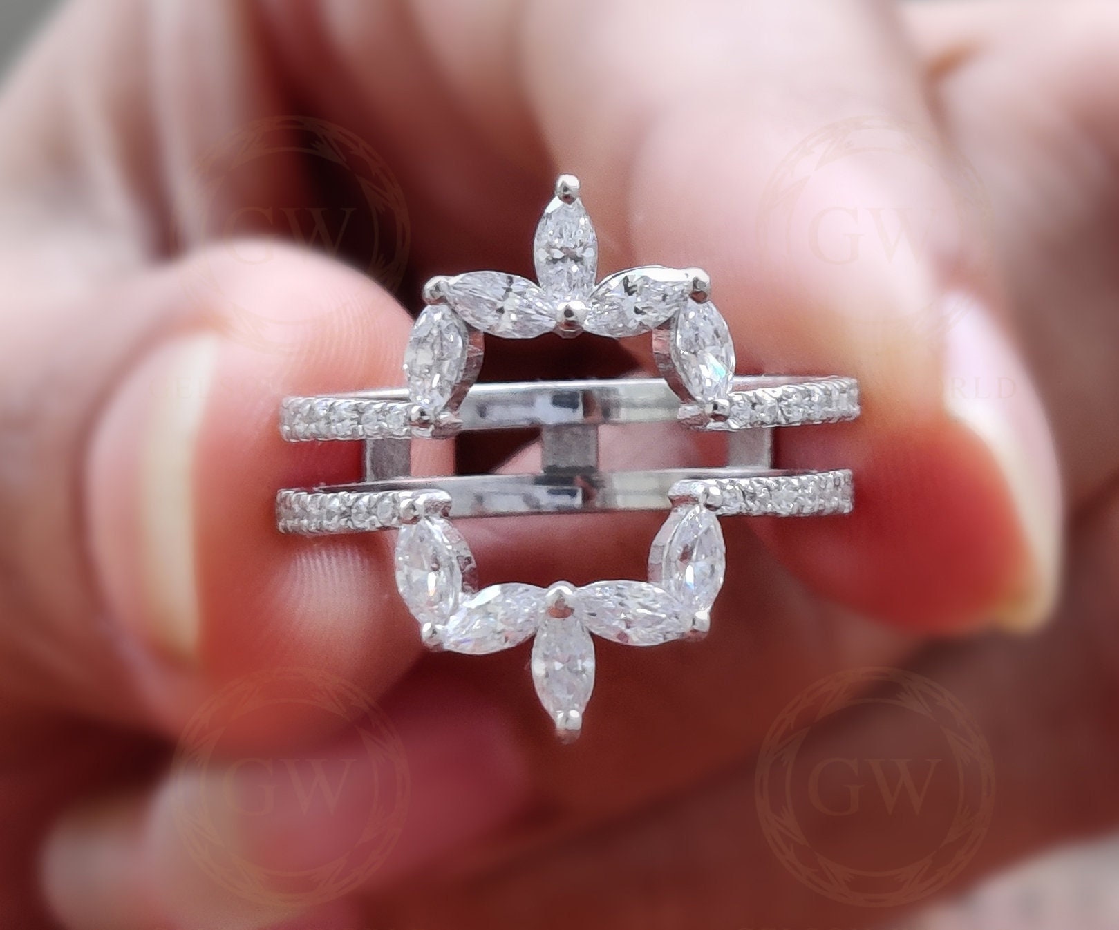 14K Gold Ring Enhancer Ring Enhancers and Wraps Moissanite Etsy