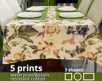 Oilcloth tablecloth rectangle, rectangle easter tablecloth, floral block tablecloth, oilcloth tablecloth, oilcloth tablecloth square
