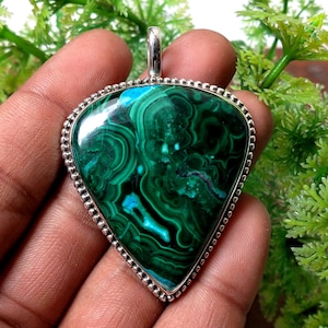Chrysocolla Malachite  Sterling silver Pendant | Large Pendant | Raw mineral pendant |  pendant | gemstone jewelry