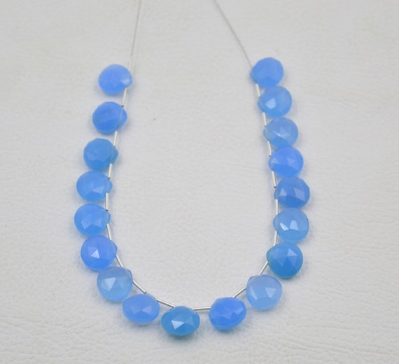 Natural Blue Chalcedony Faceted Teardrop Beads 10mm 5mm 10pc