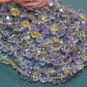 Natural Amethyst Citrine  Pear Shape Faceted Beads