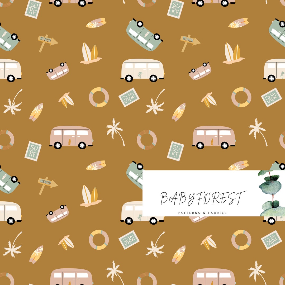 Brown Combo Van, Seamless Repeat Surface Pattern for Fabric, Beach and ...