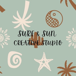 groovy boho green summer seamless pattern, boho beach palms seamless repeat surface pattern for commercial and personal use