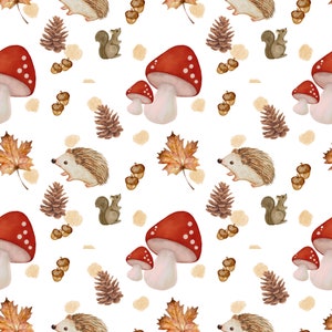 Wald Musterdesign, digitales nahtloses Muster für kommerzielle Nutzung, Kinder Boho Stoffmuster, Waldmuster, Herbstmuster