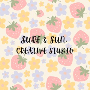 summer strawberry daisy seamless pattern, boho beach palms seamless repeat surface pattern for commercial and personal use