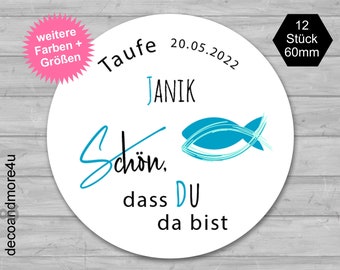 12x Aufkleber Fisch - Schön dass du da bist - alle Farben