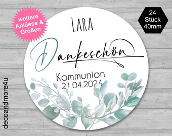 Aufkleber Greenery - Dankeschön - 24, 15 oder 12 Stück