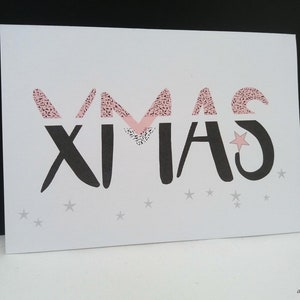 Postkarte Weihnachten XMAS weiß/rosa Bild 1