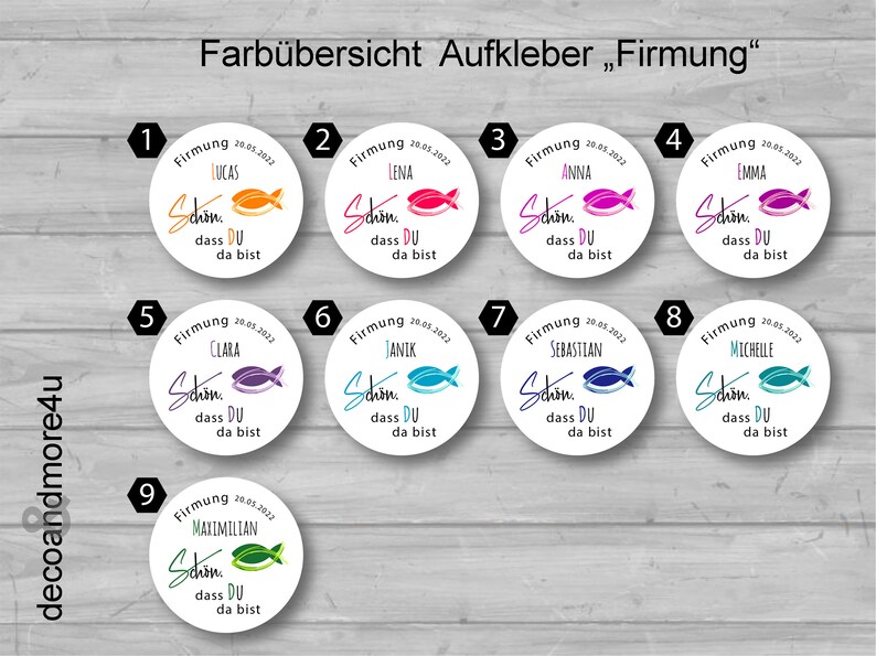 12x Aufkleber Fisch Schön dass du da bist alle Farben Bild 6