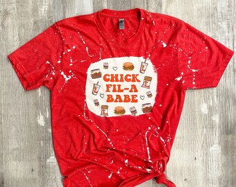 Chickfila Babe Bleached Tee Bleached Tee Chickfila Tee Chickfila Sublimation Tee Sublimation Tee Bleached Shirt Bleached T Shirt Etsy