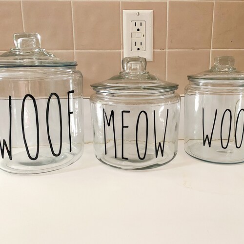 Rae Dunn Inspired Glass Treat Container Dog Food Canister Etsy
