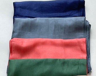 100 PERCENT SILK SCARF, Plain, Solid Colours,  Large Size, Light Weight Silk Shawl, Head Wrap, Hijab, Long Stole, Gift for Mom