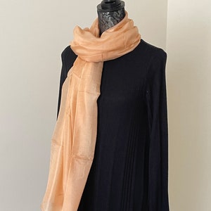 SOFT SILK SCARF, Hand Dyed 100 Percent Silk, Large Size, Sand Colour, Long Plain Shawl, Head Wrap, Hijab, Gift For Her