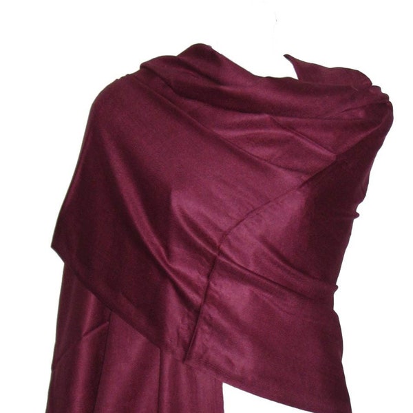 SOFT PASHMINA SHAWL For Women in Solid Maroon Colour Warm Winter Scarf  Long Pashmina Wrap Hijab Gift for Her