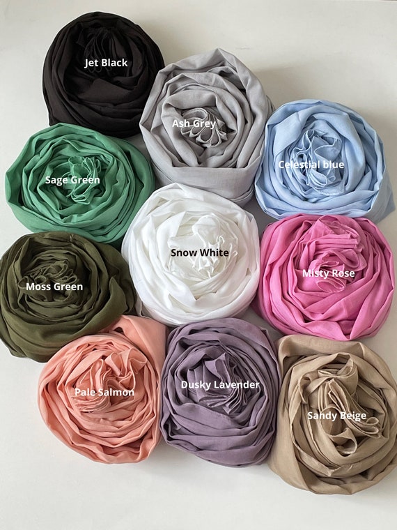 SOFT COTTON SCARF, 100% Cotton, Solid Colours, Large Size Shawl, Head Scarf, Hijab, Hair & Shoulder Wrap, Turban Scarf, Gift for Her
