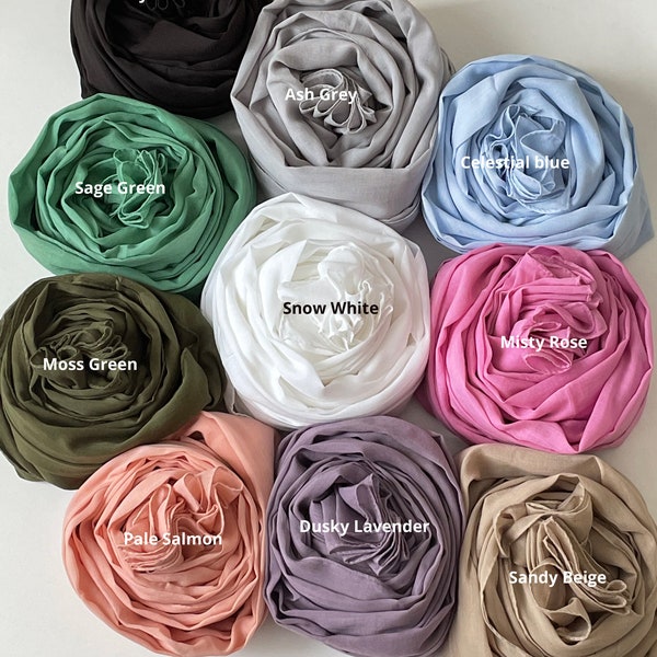 BUFANDA DE ALGODÓN SUAVE, 100% Algodón, Colores Sólidos, Chal de Gran Tamaño, Pañuelo para la Cabeza, Hijab, Envoltura de Cabello y Hombros, Bufanda Turbante, Regalo para ella