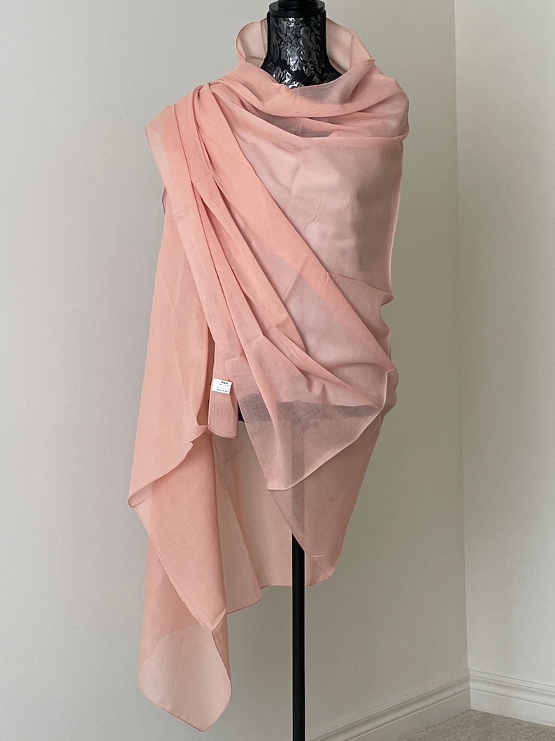 SOFT COTTON SCARF, 100% Cotton, Solid Colours, Large Size Shawl, Head Scarf, Hijab, Hair & Shoulder Wrap, Turban Scarf, Gift for Her Pale salmon