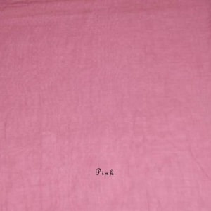 May include: A solid pink fabric swatch. The word "Pink" is written in black text on the fabric.