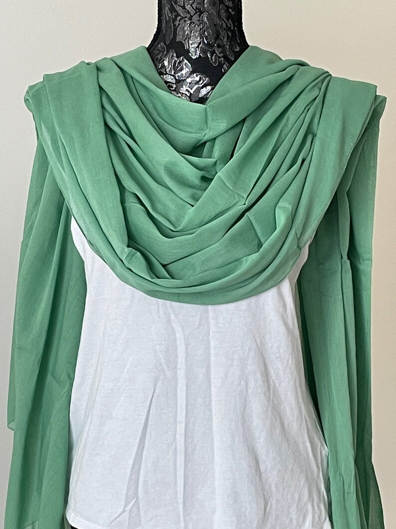 SOFT COTTON SCARF, 100% Cotton, Solid Colours, Large Size Shawl, Head Scarf, Hijab, Hair & Shoulder Wrap, Turban Scarf, Gift for Her Sage green