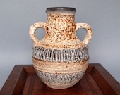 CARSTENS West German Vase.Pottery West Germany.German Vintage Pottery.Fat Lava.Two Handled Jug.Speckle Glaze.Vintage Carstens.ArtyEpicurean.