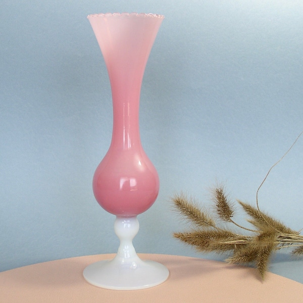 Vase en Opaline d'Italie.Ancienne Création en Opaline.Opulent Vase Vintage.Opaline Rose Années 60.Vase Opaline Opalescente.ArtyEpicurean.