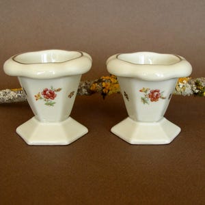 Pair of "Limoges Porcelain" Egg Cups. Antique French Egg Cups. 1940s/1950s. Vintage Floral Decor Egg Cups. Beauty. ArtyEpicurean.