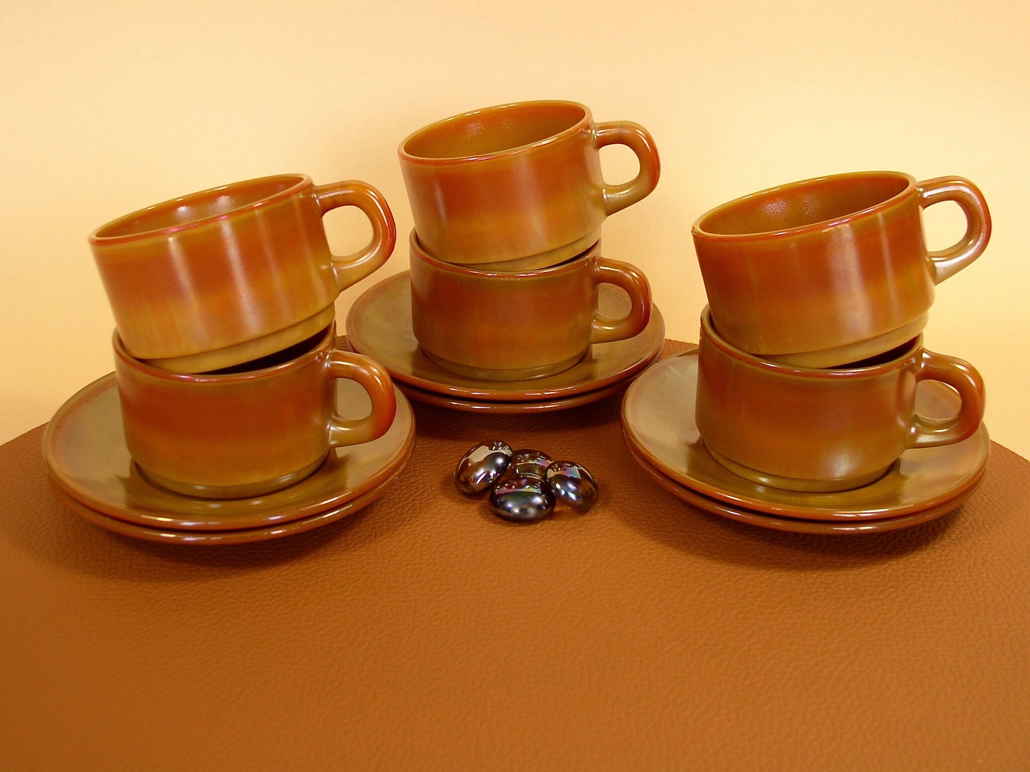 Lot De 6 Tasses à Café Arcopal 25cl | Empilables, Couleur Marron, Céramique