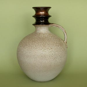 WGP Carstens.Vintage Vase/Jug.Modernist.Artistic Pottery.Contemporary Design.Avant-Garde.Beige/Brown.Metallic Style Glaze.ArtyEpicurean.