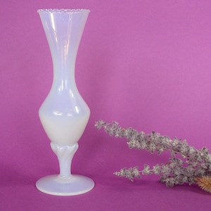 Opaline Vase from France or Italy. Opaline Vase from the 60s. Small Vintage Opaline Vase. Opaline Vase with Serrated Mouth. ArtyEpicurean.