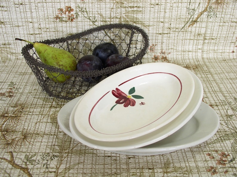 Old Dish SALINS,FRANCE Small Dish in Vintage Ceramics France.Plat de Service Blanc Deco Fleur.Plat Ironstone France ArtyEpicurean.