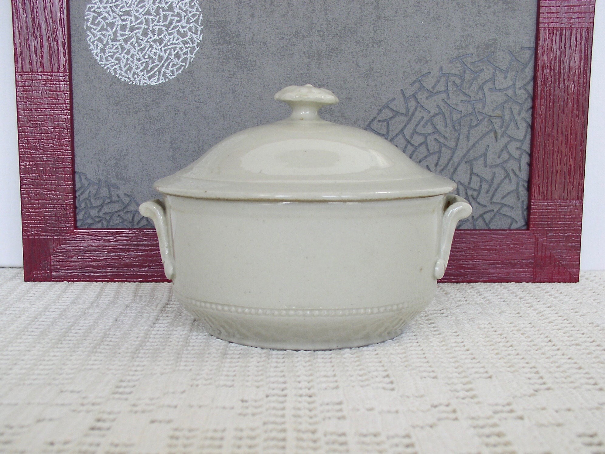 フランスアンティークキャセロール花柄 蓋付き陶器サルグミンヌ製 フランスアンティークキャセロール花柄 蓋付き陶器サルグミンヌ製