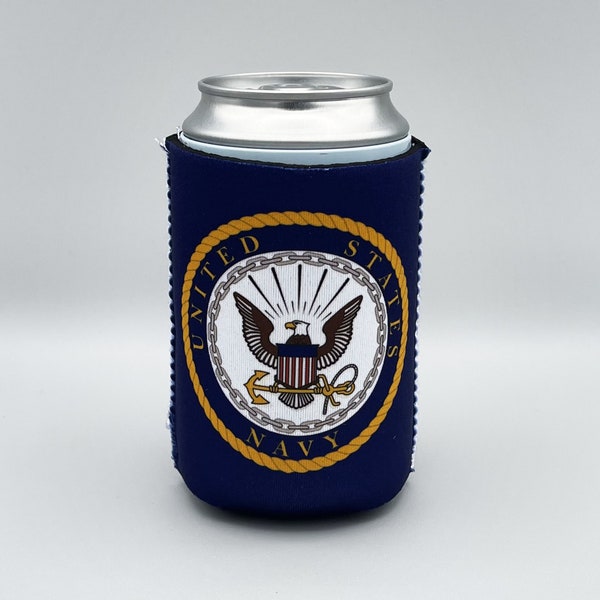 US Navy Can Cooler, US Navy Beverage Cooler, US Navy Can Cozie, Patriotic Can Cooler,  United States Navy Can Cooler