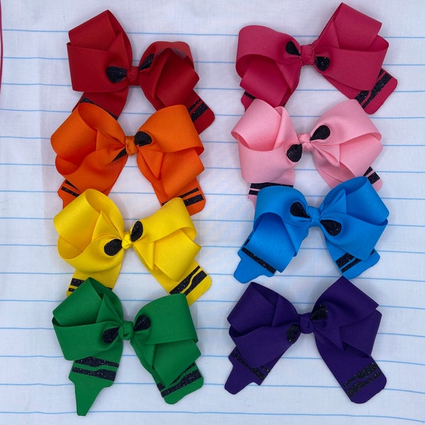 Crayon Bow, Crayola Bow, Back to school, First Day of School Bow