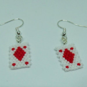 Orecchini pendenti Miyuki Delica Diamond Playing Card, orecchini pendenti, orecchini con carte da gioco, orecchini a cuore, regali per lei, orecchini con perline di semi,