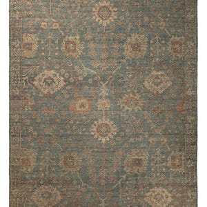 10x14 Green Muted Rhapsody Hand Knotted Oushak Modern Area Rug |New Zealand Wool| Turkish Design|Premium Handmade Area Rug,8x10, 9x12 living