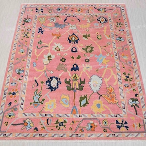 Exquisite Muted Pink Oushak style Hand Knotted Rug 8x10 9x12 10x14 12x15 ft Handmade Rugs for Living Room - Antique Contemporary rug