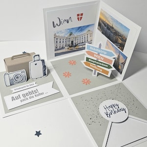 Wien Reise Geschenk, Explosionsbox Wien Geburtstag, Reise Gutschein Verpackung Wien